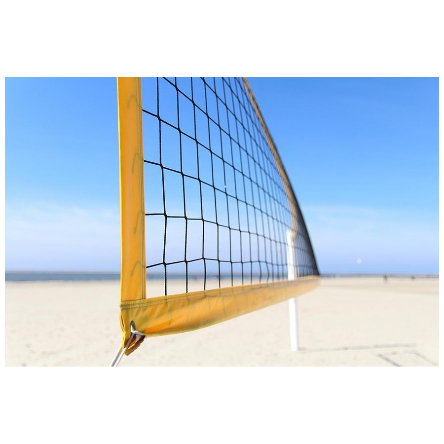 Filet de beach volley avec bandes jaunes