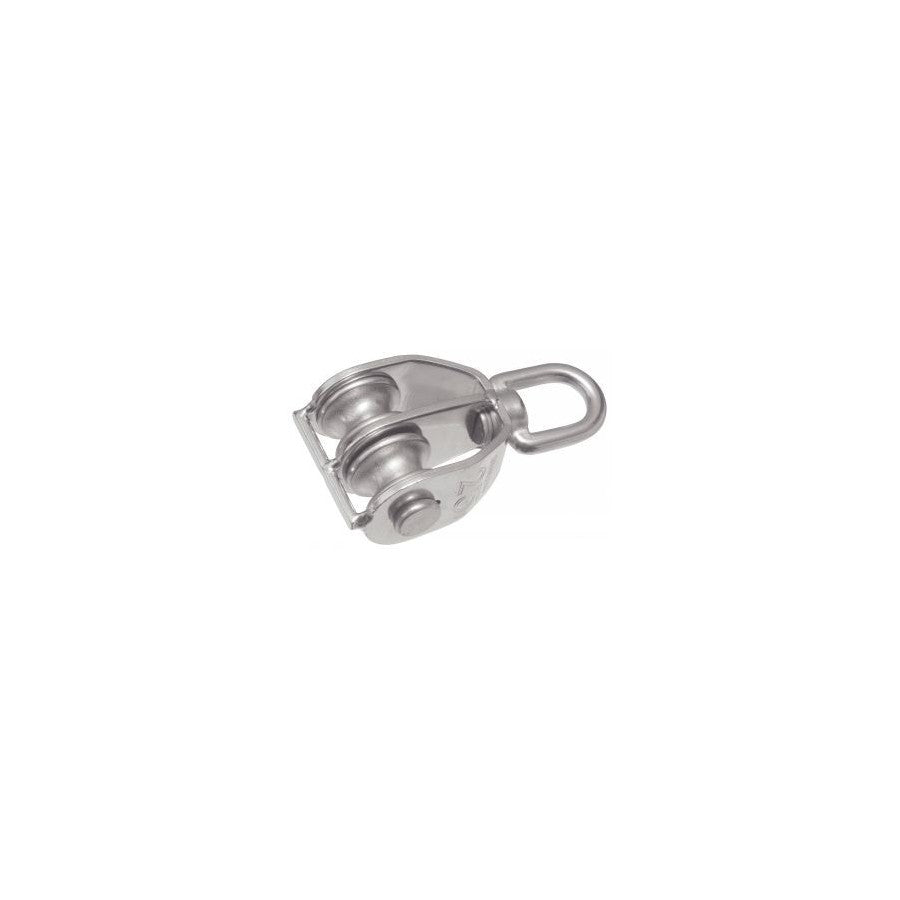 Poulie inox double dériveur avec émerillon et réas