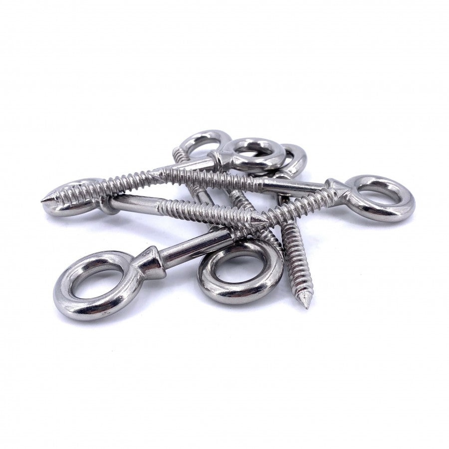 plusieurs pitons inox a œil filetage bois
