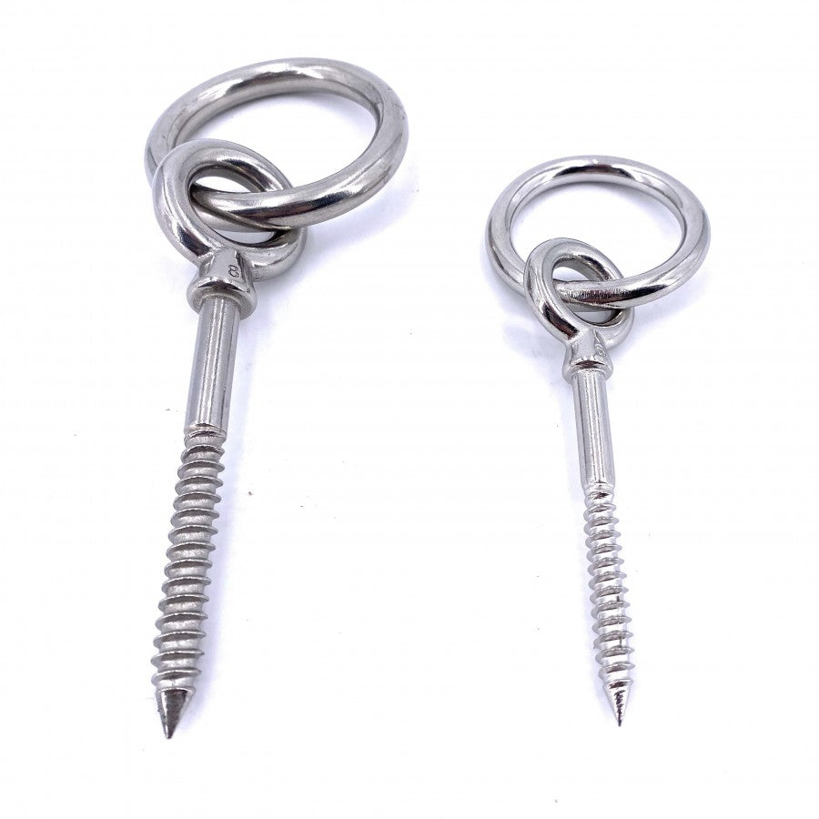 Piton a œil inox filetage bois avec anneau articule