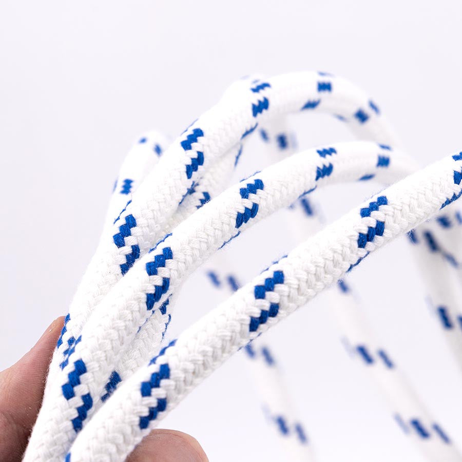écoute touché coton en polyester préétiré couleur bleu et blanc