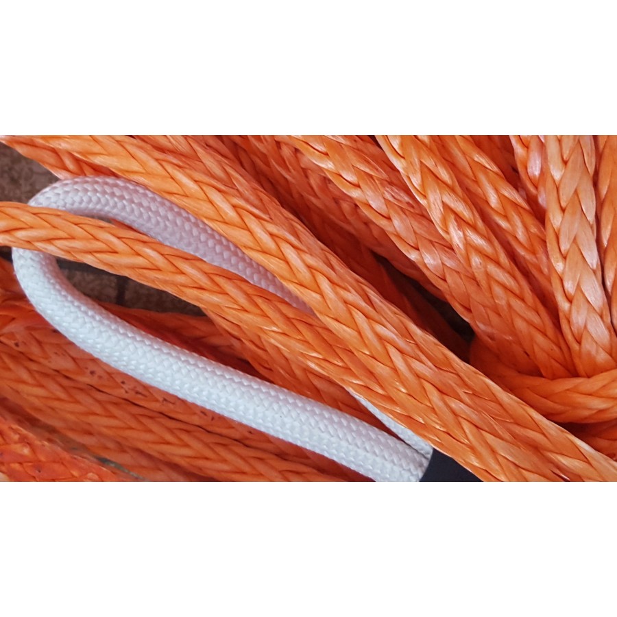 Câble textile orange pour treuil avec épissure