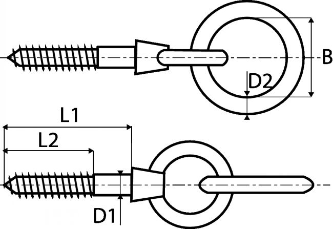 piton oeil filetage bois avec anneau articule inox